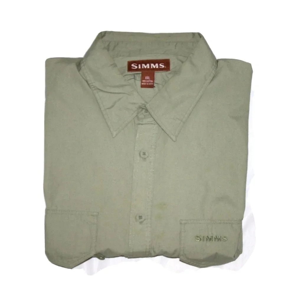 SIMMS Men's Short Sleeve Button Front Outdoors Hiking Fishing Shirt Size‎ 2XL